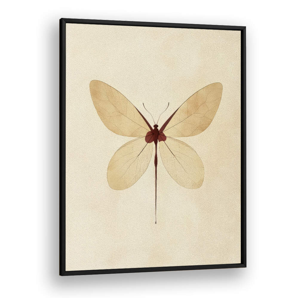 BEIGE BUTTERFLY WALL ART , FLORAL FLOWER PAINTINGS