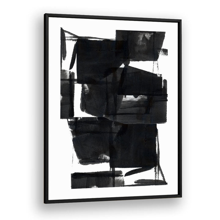 Elegant ABSTRACT COMPOSITION VIII, a striking piece of abstract paintings, enhances any space with bold black patterns.