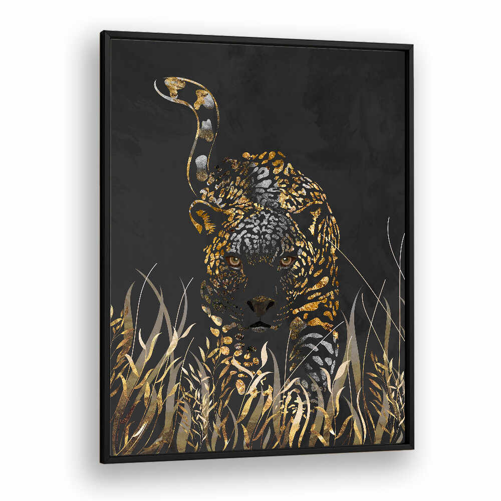 BLACK GOLD JAGUAR , ANIMAL PAINTINGS