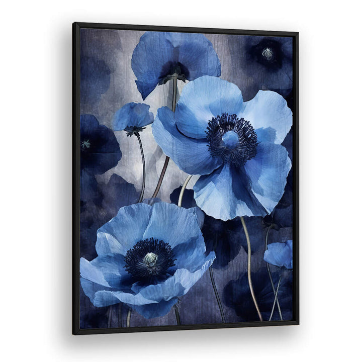 BLUE FLOWERS IV , FLORAL FLOWER PAINTINGS