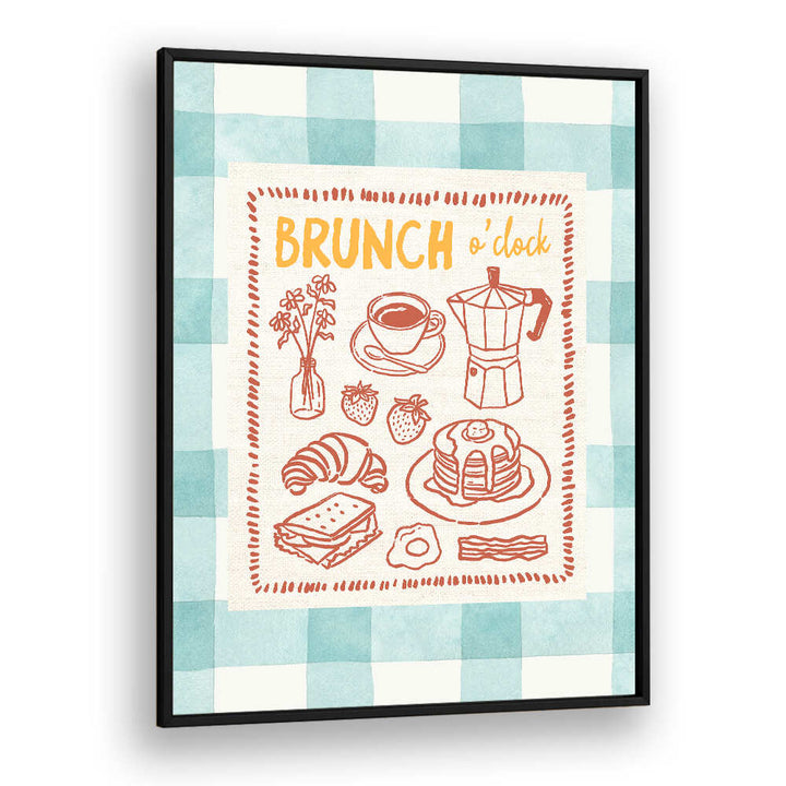 BRUNCH O CLOCK ON GREEN CHECKS , BAR & CAFE ART