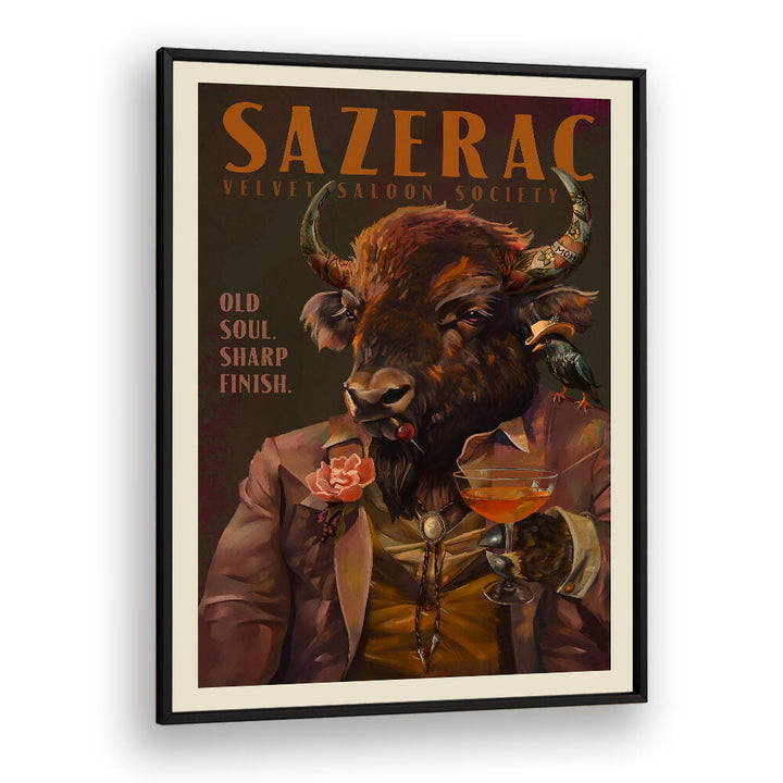 BUFFALO DRINKING SAZERAC , BAR & CAFE ART