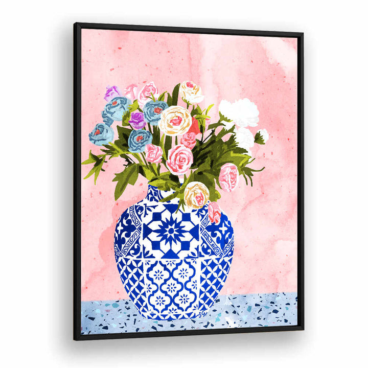 CERAMIC PLANTER , FLORAL FLOWER PAINTINGS