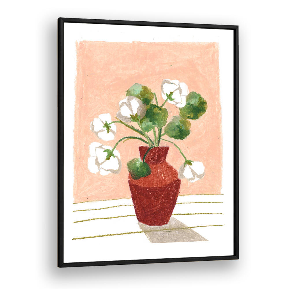 CLAY VASE I , FLORAL FLOWER PAINTINGS