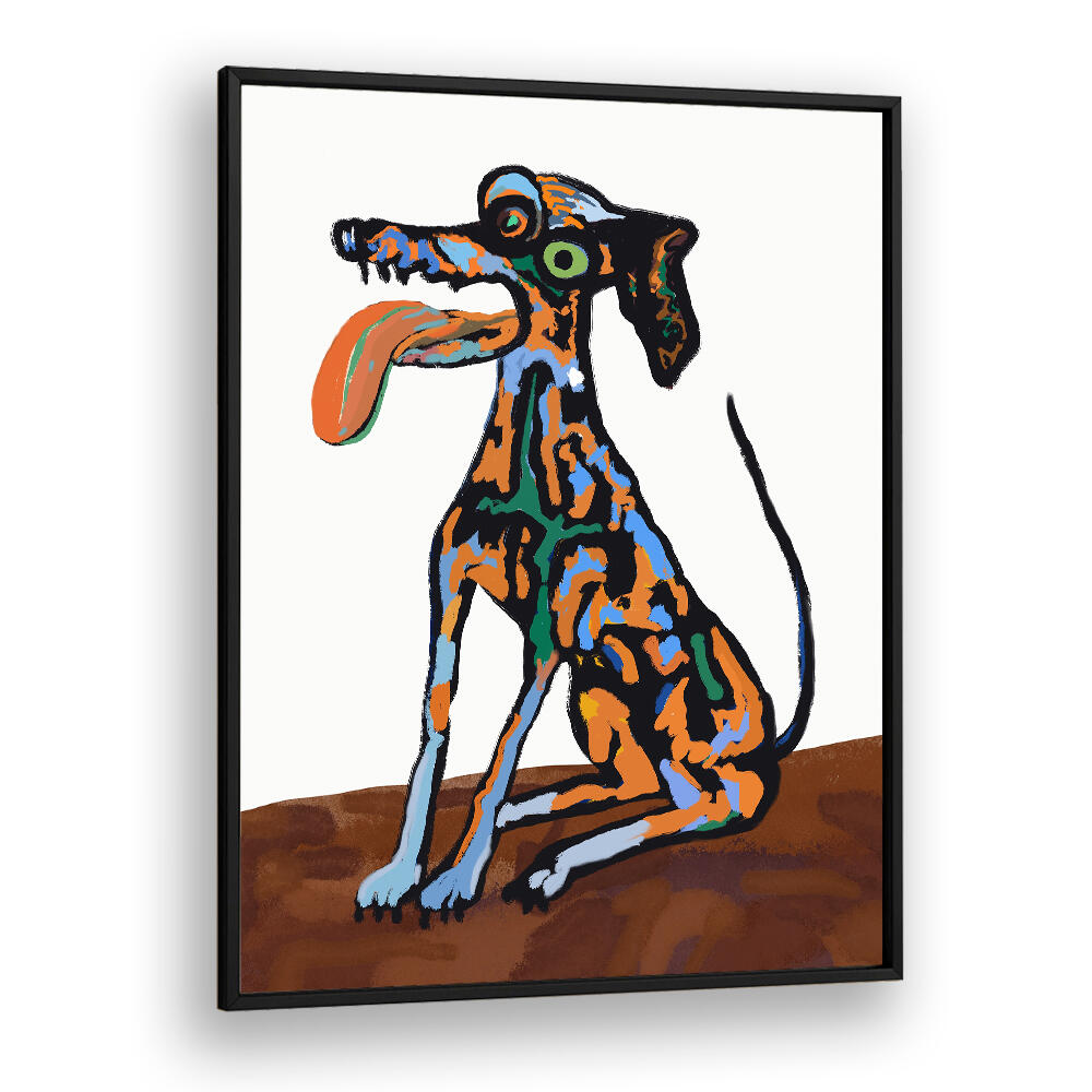 CRAZY DOG PORTRAIT , ANIMAL PAINTINGS