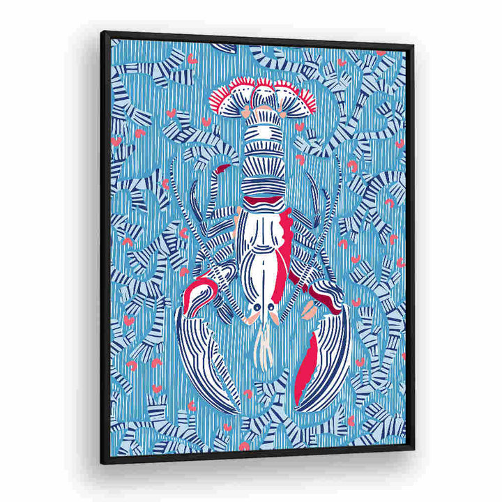 Vibrant CRUSTACEAN Beach Paintings showcase a lobster against a blue backdrop, perfect for coastal-inspired decor.