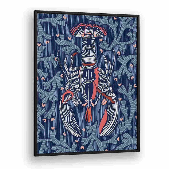 Stunning CRUSTACEAN CORE NAVY Beach Paintings featuring a vibrant lobster design, perfect for coastal decor.