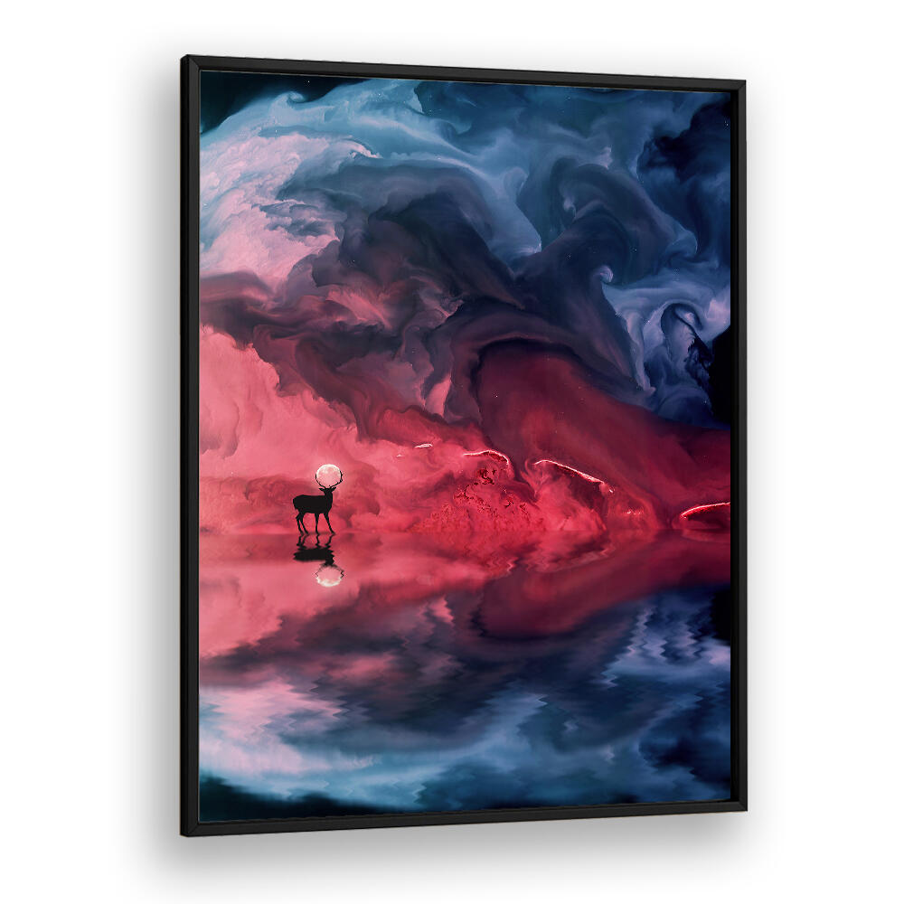 DEER MOON ABSTRACT , SURREAL ART PRINTS