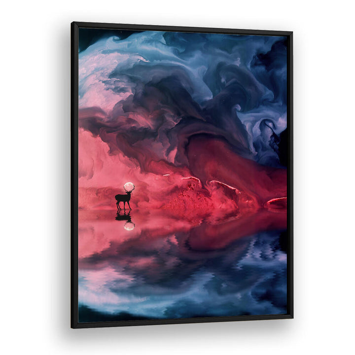 DEER MOON ABSTRACT , SURREAL ART PRINTS