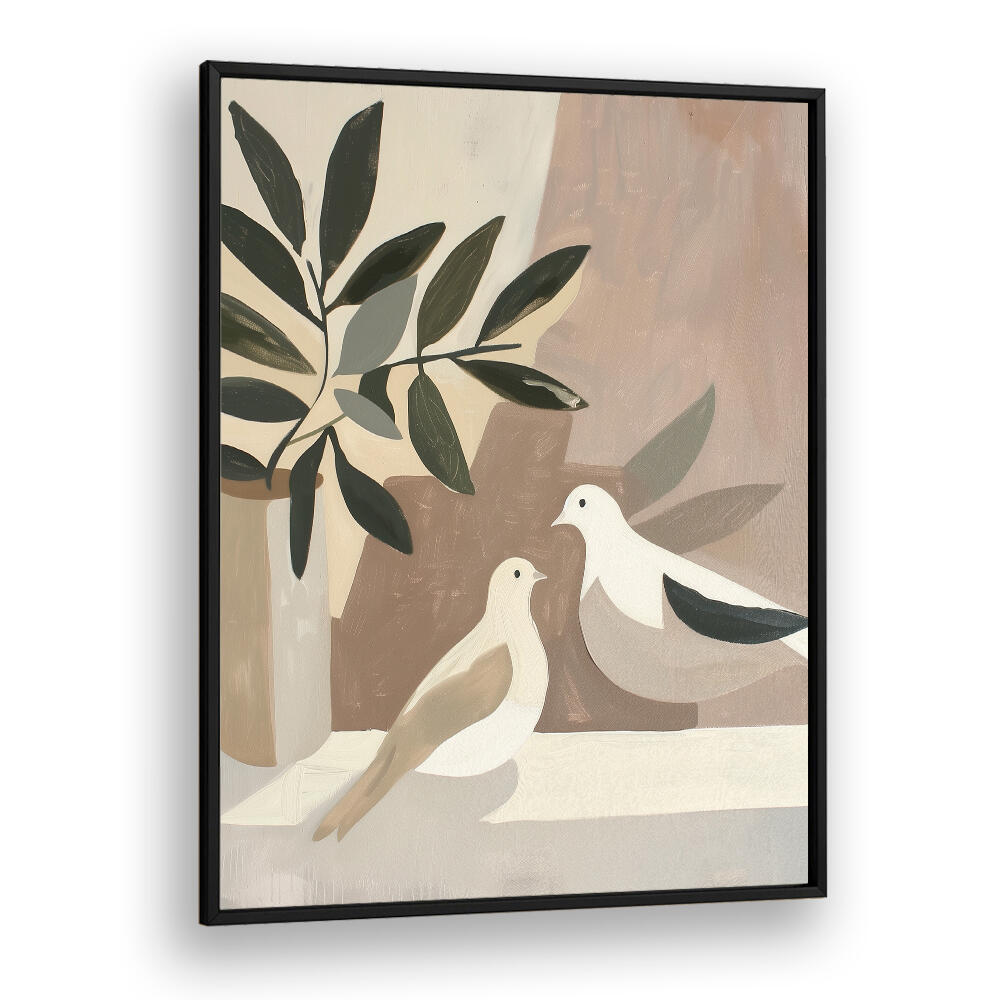 DOVES ON PATIO , BOHO ART PAINTINGS