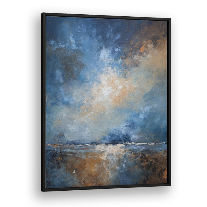 Stunning DRAMATIC SKY, ABSTRACT PAINTINGS showcasing serene blues and earthy tones, perfect for home decor.