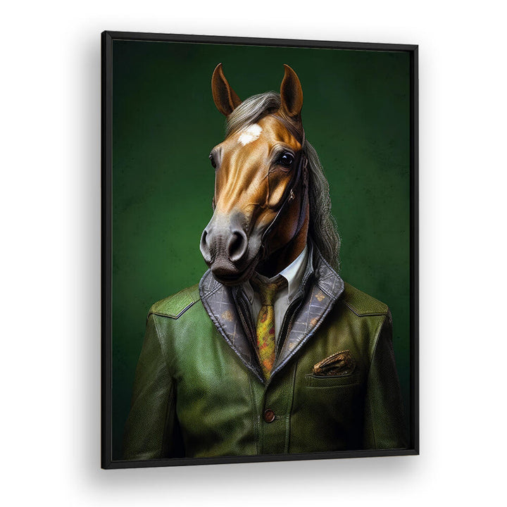 ELEGANT GREEN HORSE ANIMAL ART , ANIMAL PAINTINGS