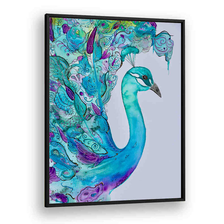 Vibrant EMERALD PEACOCK, ANIMAL PAINTINGS, showcasing abstract elegance to enhance your living space.