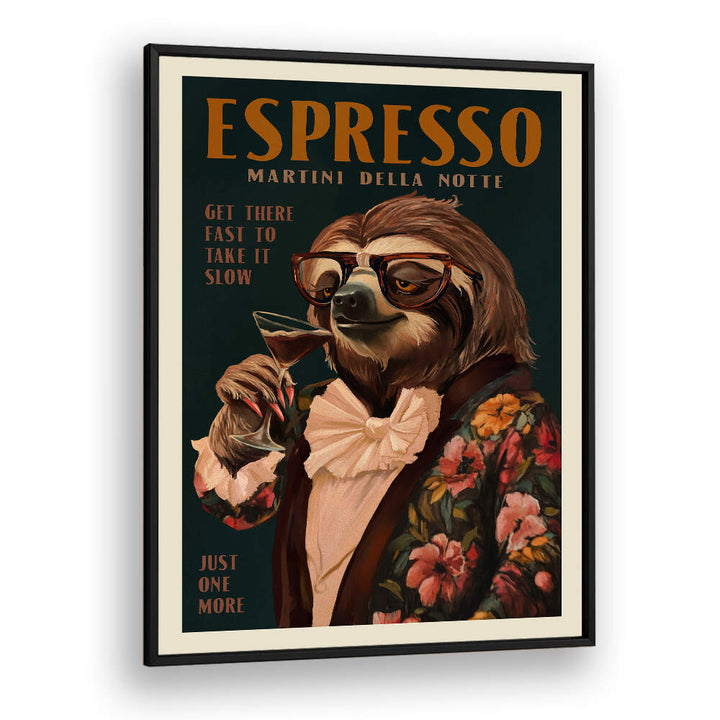 ESPRESSO MARTINI DRINKING SLOTH , BAR & CAFE ART