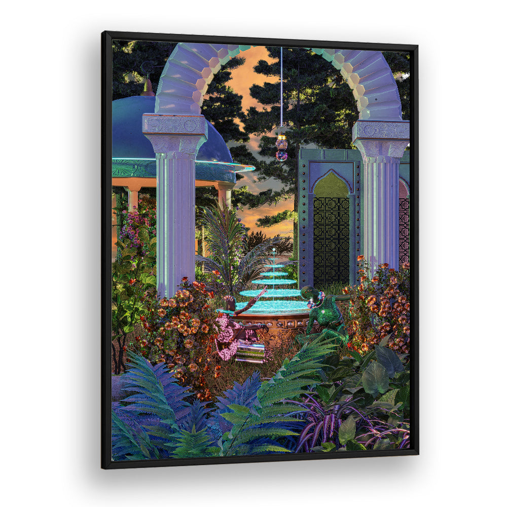 EXOTIC GARDEN FOUNTAIN SUNSET