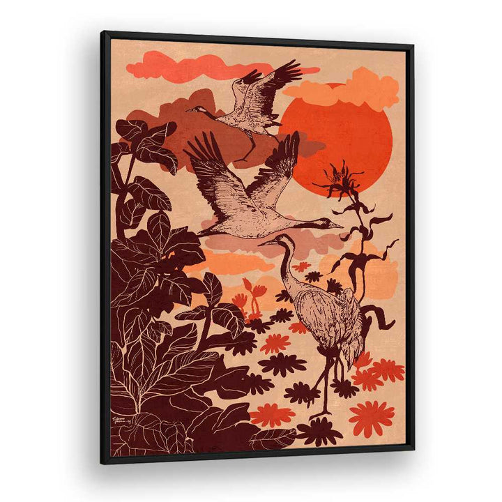 FLYING CRANES TROPICAL SUNSET