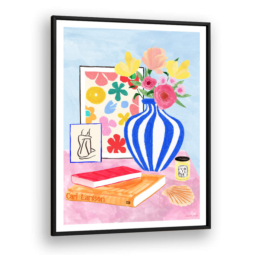 INTERIOR II , FLORAL FLOWER PAINTINGS