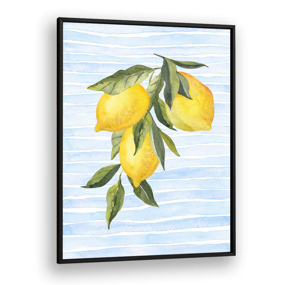 LEMONS ON STRIPES WATERCOLOR , KITCHEN POSTERS