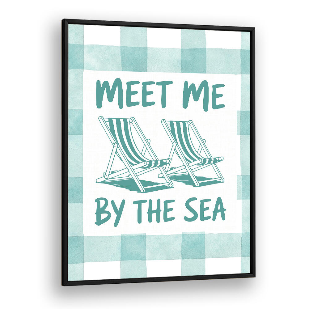 MEET ME BY THE SEA GREEN CHECKS , BEACH PAINTINGS