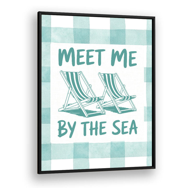 MEET ME BY THE SEA GREEN CHECKS , BEACH PAINTINGS