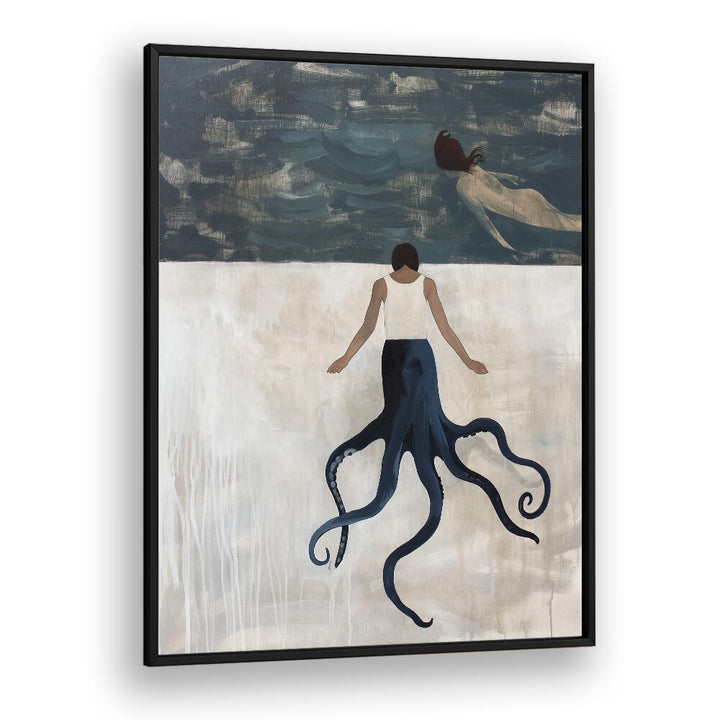 OCTOPUS MAID, BEACH PAINTINGS showcase a woman with an octopus, blending sea and art in a stunning display.