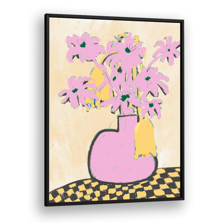 PINK FLOWERS IN A VASE , FLORAL FLOWER PAINTINGS