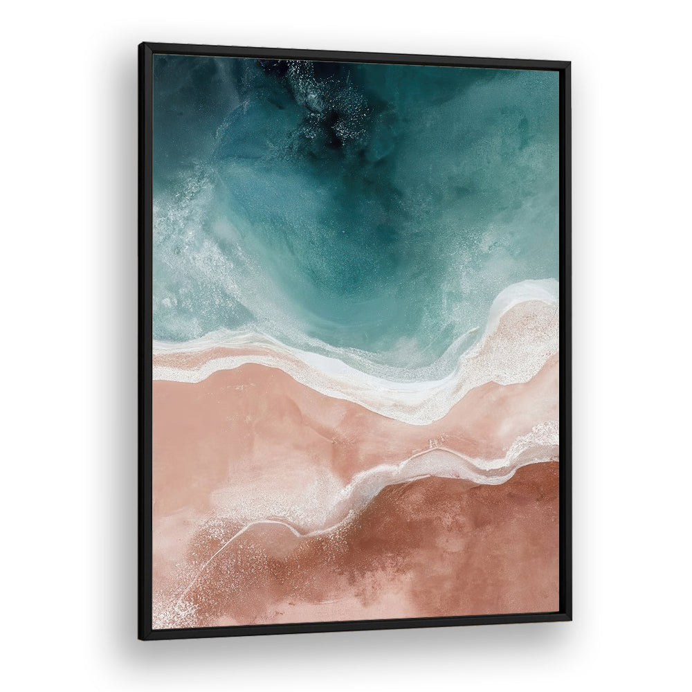 Serene abstract painting titled QUIET SANDS AND GENTLE WAVES, perfect for enhancing calm coastal home decor.