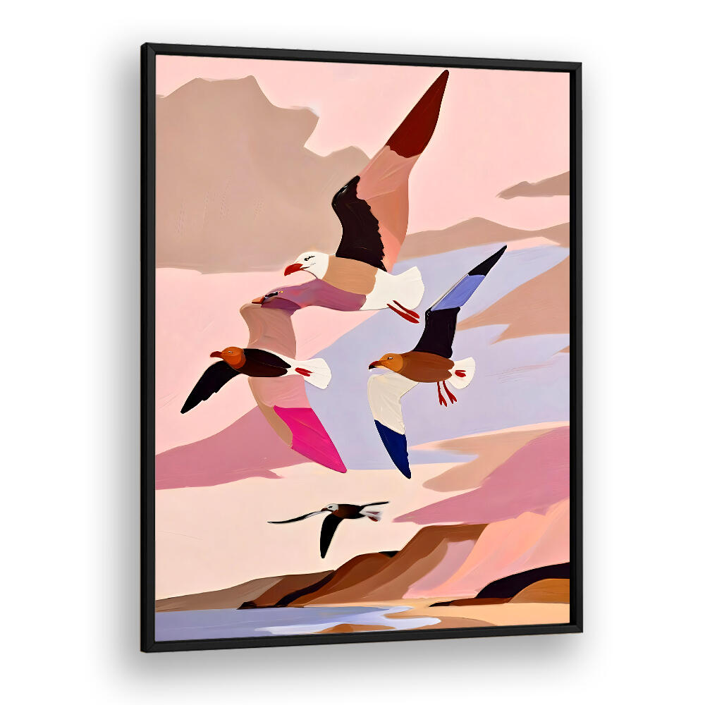 SOARING SILHOUETTE SEAGULLS
