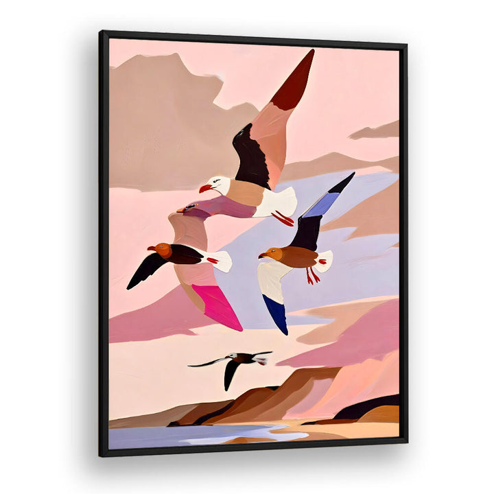 SOARING SILHOUETTE SEAGULLS