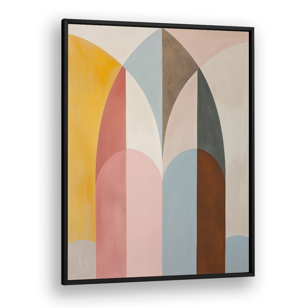Colorful geometric shapes create a stunning display in THE ARCH, GEOMETRIC ART PRINTS by BLACKPLAIN. Perfect for modern decor.