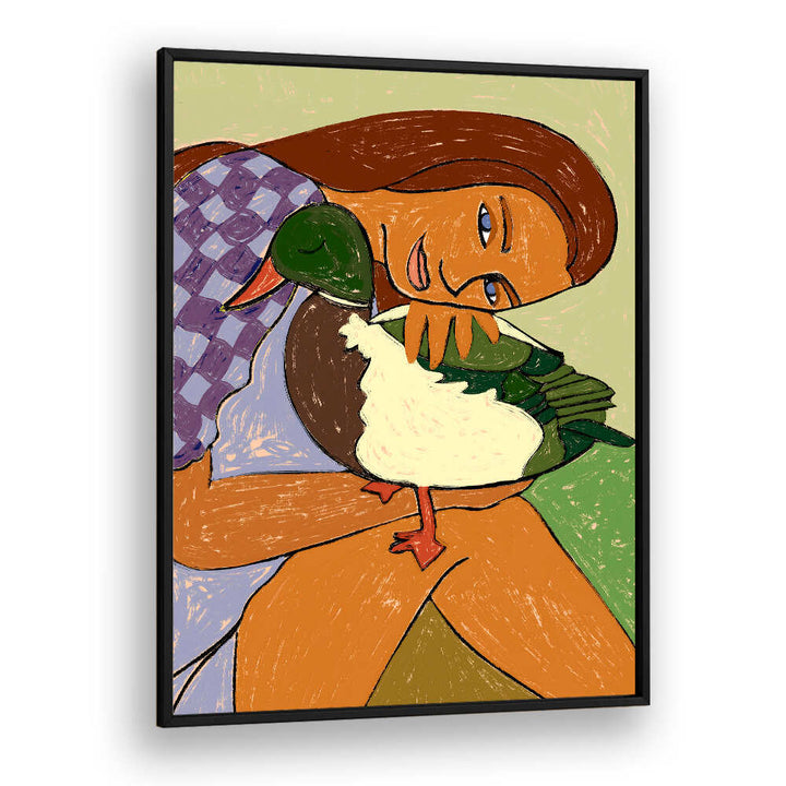 THE GIRL AND THE GREEN-HEADED GOOSE , PORTRAITS & FIGURATIVE ILLUSTRATIONS