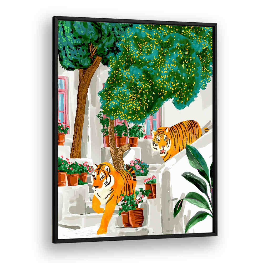 TIGERS IN GREECE , ANIMAL PAINTINGS