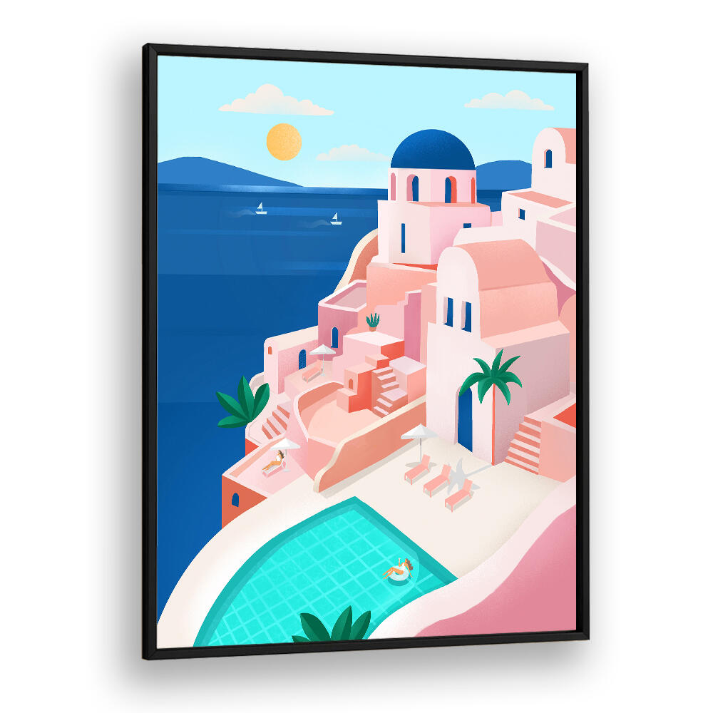 TRANQUIL MEDITERRANEAN COASTAL SCENE , TRAVEL POSTERS