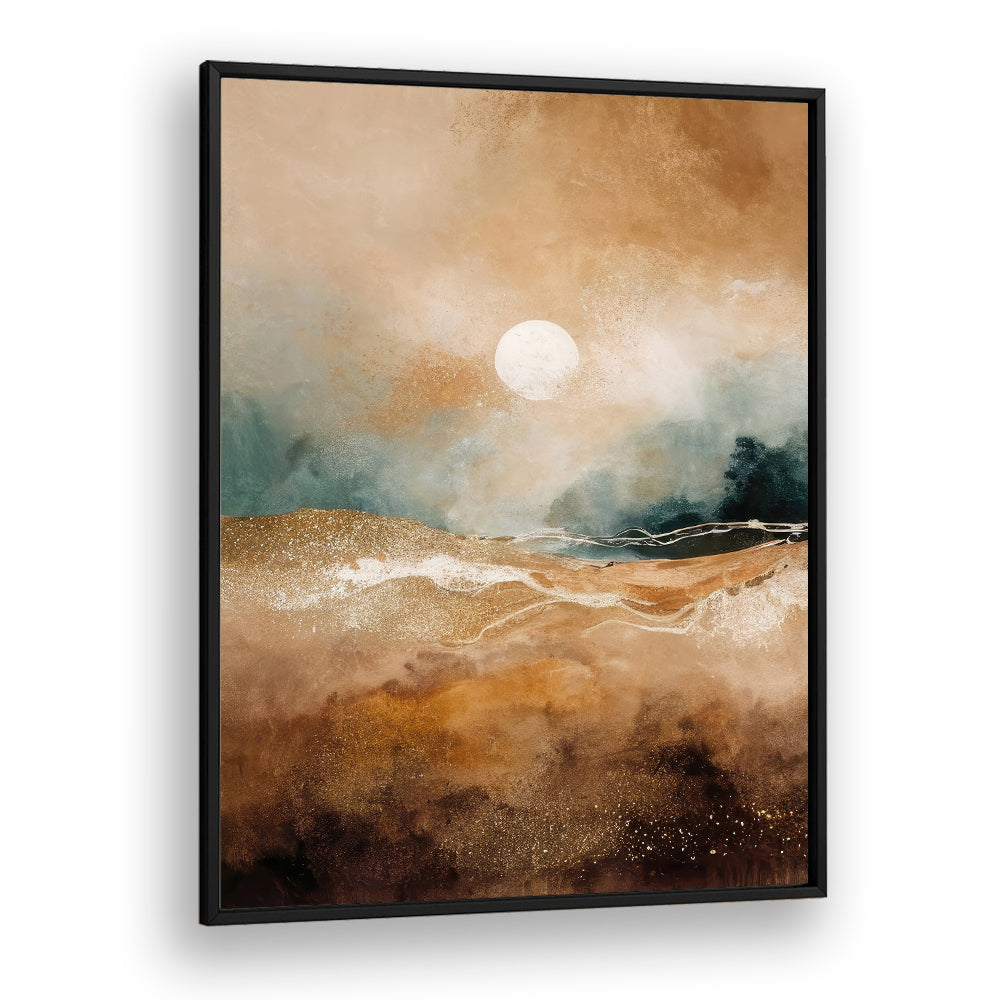 Tranquil Sunrise Over Misty Hills, abstract paintings showcasing serene dawn over misty rolling hills. Perfect for your space.