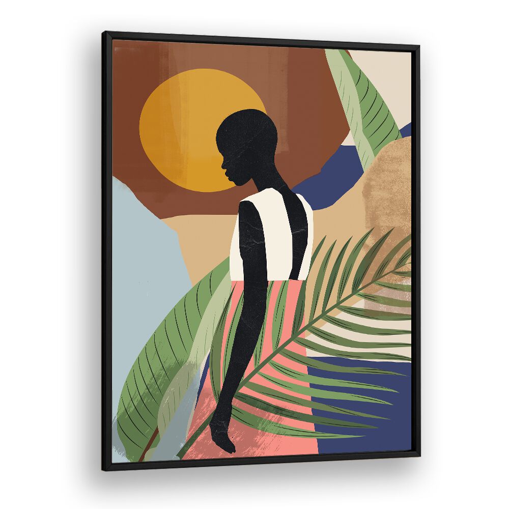 Vibrant TROPICAL GIRL SHAPE, BOHO ART PAINTINGS showcasing bohemian vibes and colorful designs for your space.