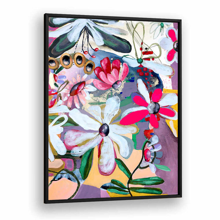 BOLD PINK AND WHITE PETALS , FLORAL FLOWER PAINTINGS