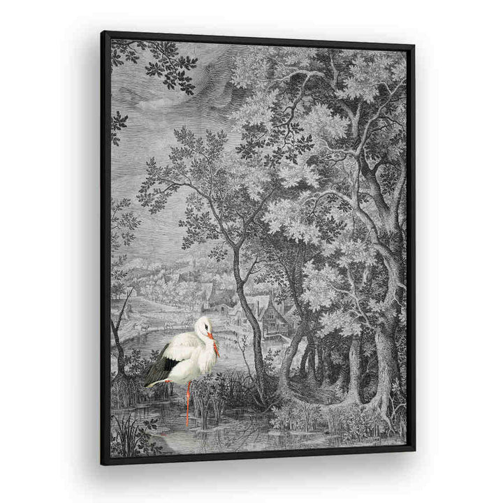 LANDSCAPE WITH STORK , ANIMAL PAINTINGS