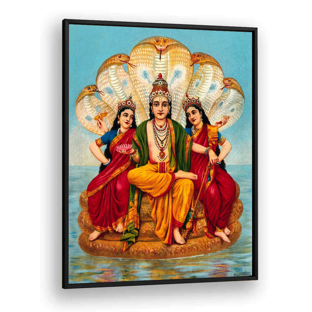 VISHNU FLANKED BY TWO WIVES