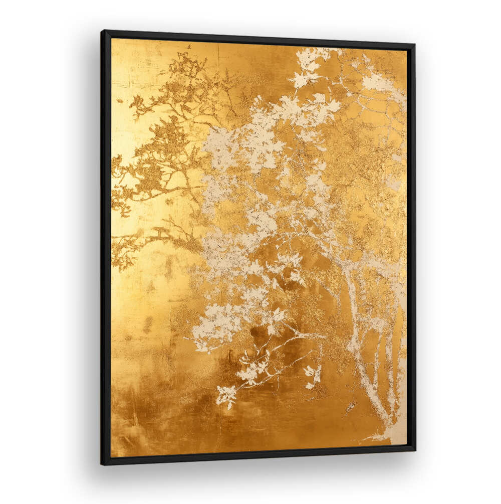 WHITE AND GOLD NATURE LANDSCAPE II , FLORAL FLOWER PAINTINGS