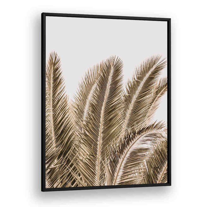 Framed neutral-toned windswept palm fronds in minimalist art print — WINDSWEPT PALMS , BEACH PAINTINGS