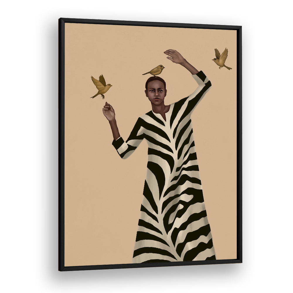 WOMAN WITH BIRDS & ZEBRA, SURREAL ART PRINTS