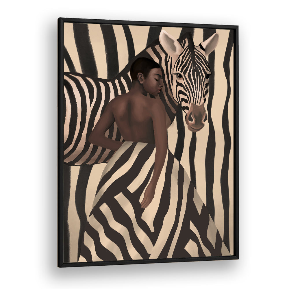 WOMAN AND ZEBRA, SURREAL ART PRINTS