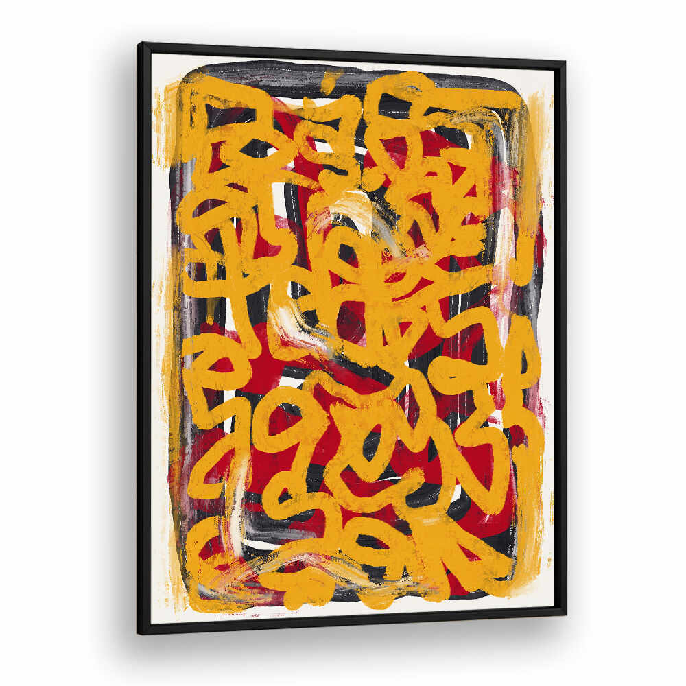 YELLOW DOTTED LINE ART ABSTRACT , LINE ART PAINTINGS