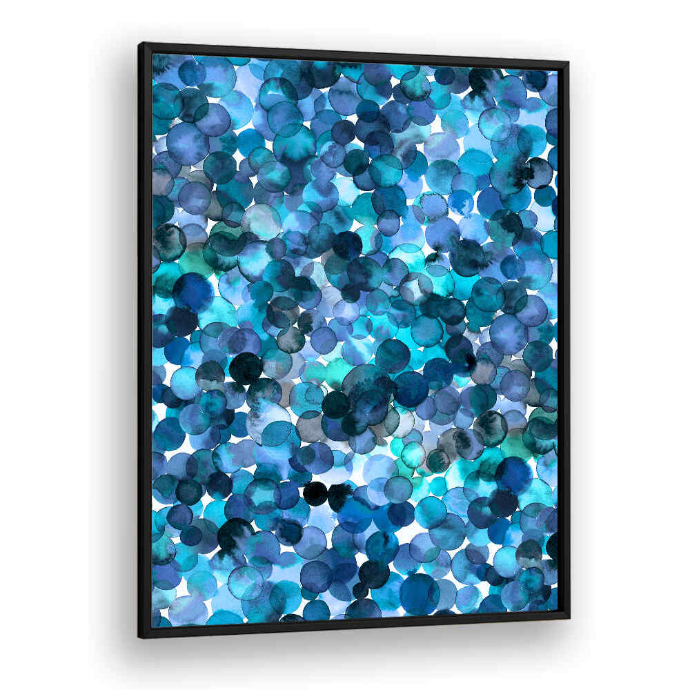 OVERLAPPED WATERCOLOR DOTS BLUE , ABSTRACT PAINTINGS