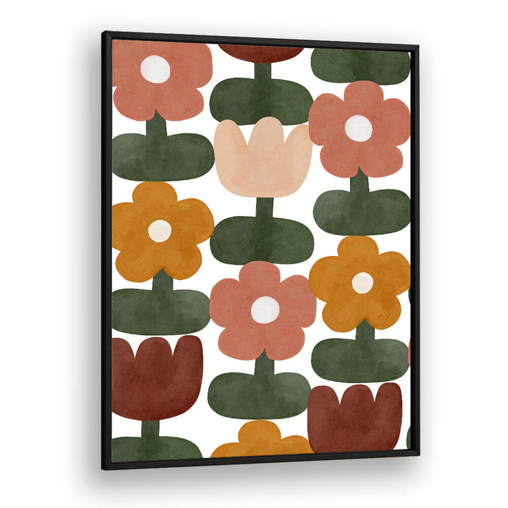 RETRO FLORAL GRID , KIDS ROOM PAINTINGS