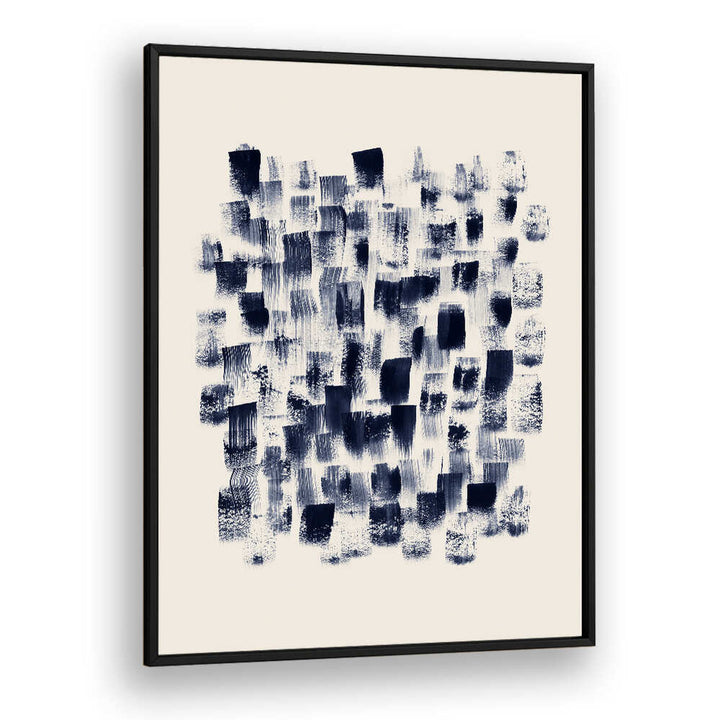 Abstract Navy Rain on Cream showcases rich navy and soft cream tones, perfect for modern decor. Ideal for art lovers.