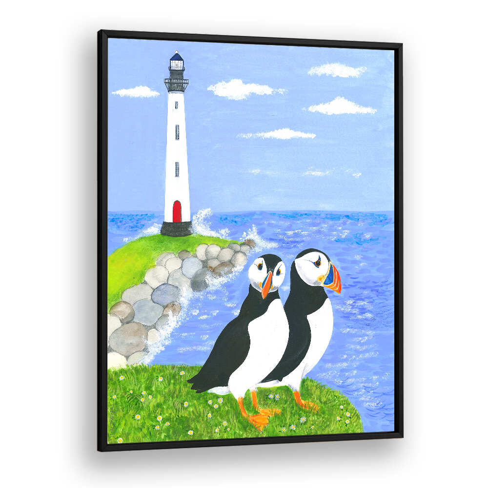 PUFFINS BY THE SEA , KIDS ROOM PAINTINGS