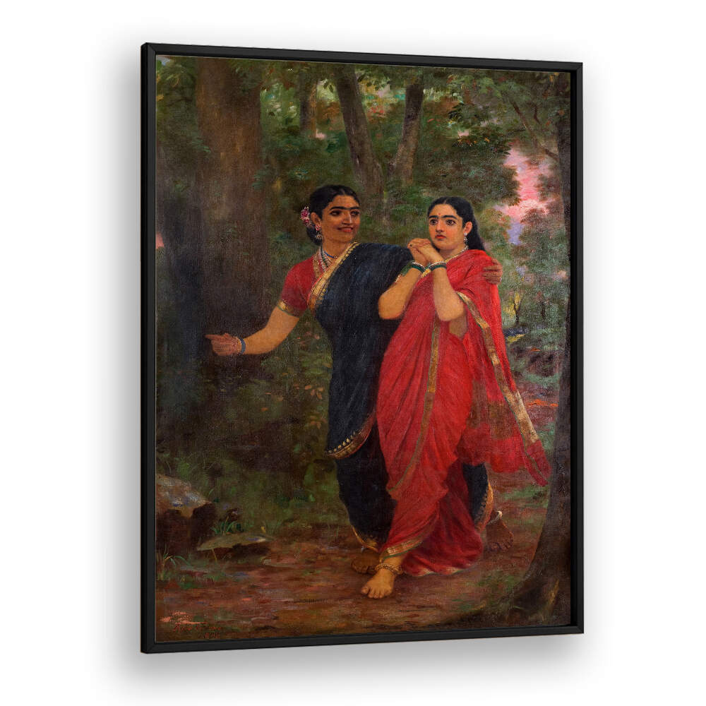 RAVI VARMA DRAUPADI AND SIMHIKA , INDIAN ART PAINTINGS