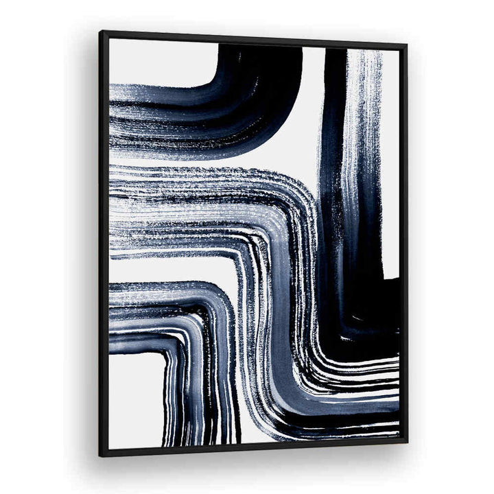 Elegant ZEN GARDEN STROKES, ABSTRACT PAINTINGS in navy hues, perfect for enhancing your tranquil space.