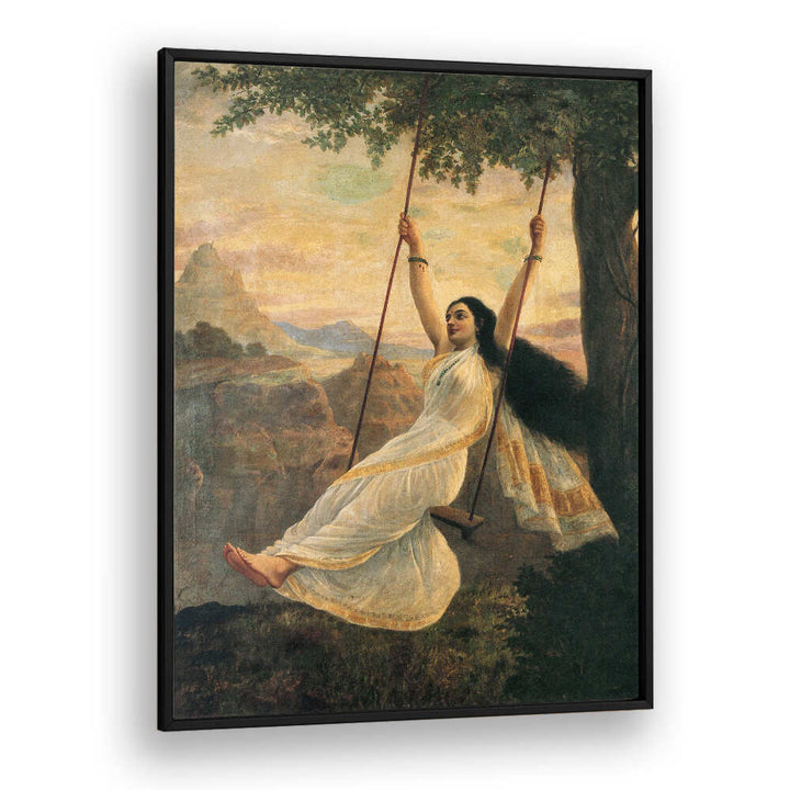 MOHINI ON A SWING , INDIAN ART PAINTINGS